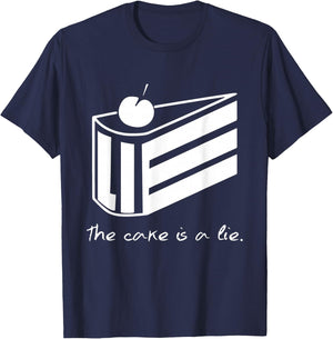 The Cake Is A Lie Portal - -Adults, Black, S T-Shirt - T-Shirt | Navy