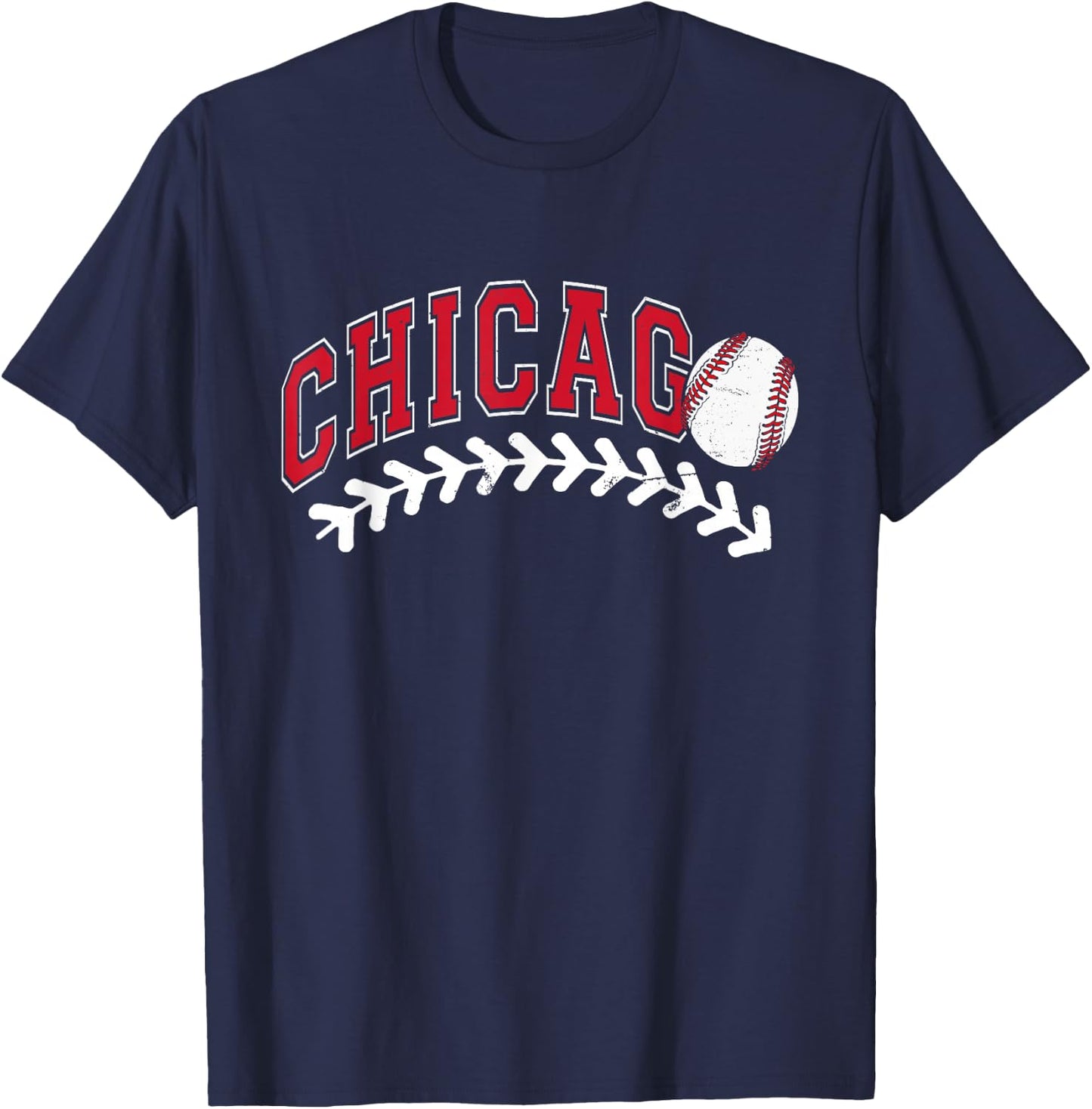 Vintage Chicago Graphic Baseball Lover Player Women T-Shirt - T-Shirt | Navy