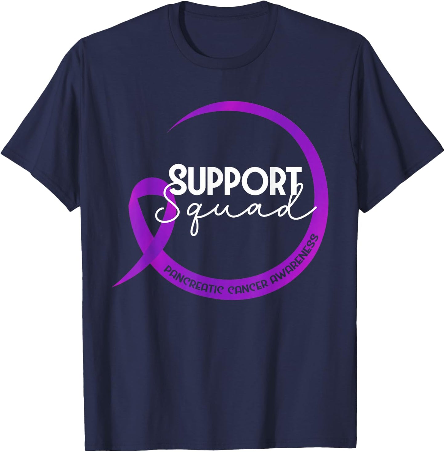 Pancreatic Cancer Awareness Purple Ribbon Support Squad T-Shirt - T-Shirt | Navy