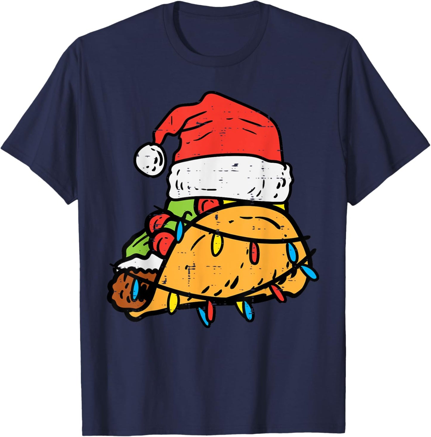 Christmas Tacos Santa Funny Mexican Food Xmas Men Women Kids T-Shirt - T-Shirt | Navy