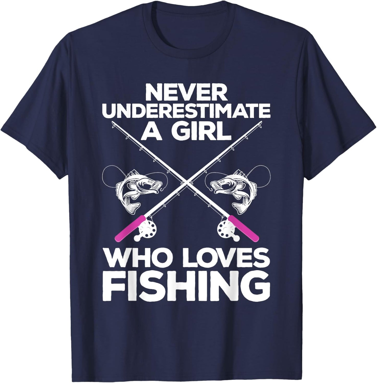 Cool Fishing Girls Fisherman Fish Lure Saltwater T-Shirt - T-Shirt | Navy