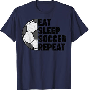 Eat Sleep Soccer Repeat Teens Girls Boys Kids Men Women T-Shirt - T-Shirt | Navy