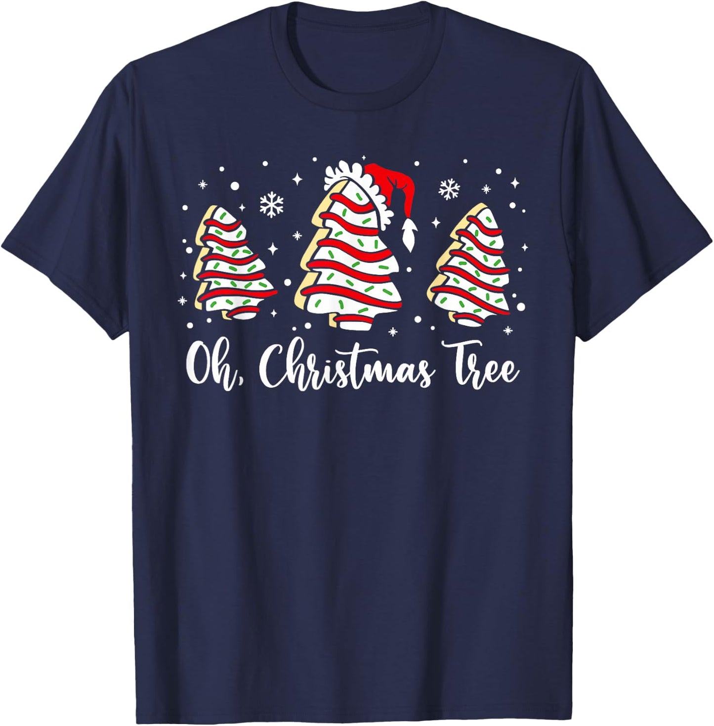 Groovy Oh Christmas Tree Cakes Debbie Becky Jen Cake Lovers T-Shirt - T-Shirt | Navy
