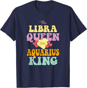 This Libra Queen Loves Her Aquarius King T-Shirt - T-Shirt | Navy