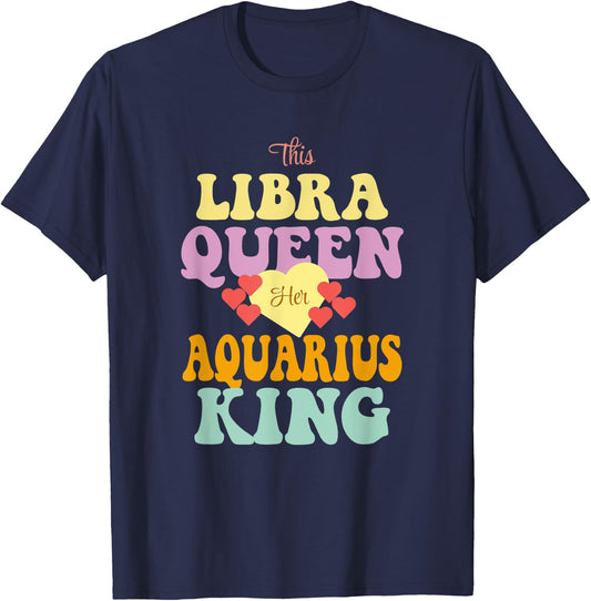 This Libra Queen Loves Her Aquarius King T-Shirt - T-Shirt | Navy