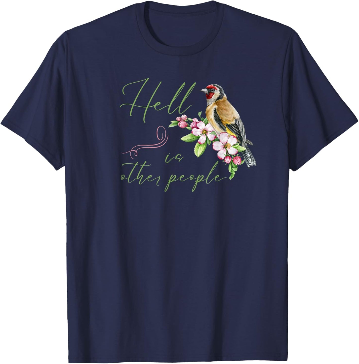 Introvert Hell is Other People Floral Antisocial Funny T-Shirt - T-Shirt | Navy