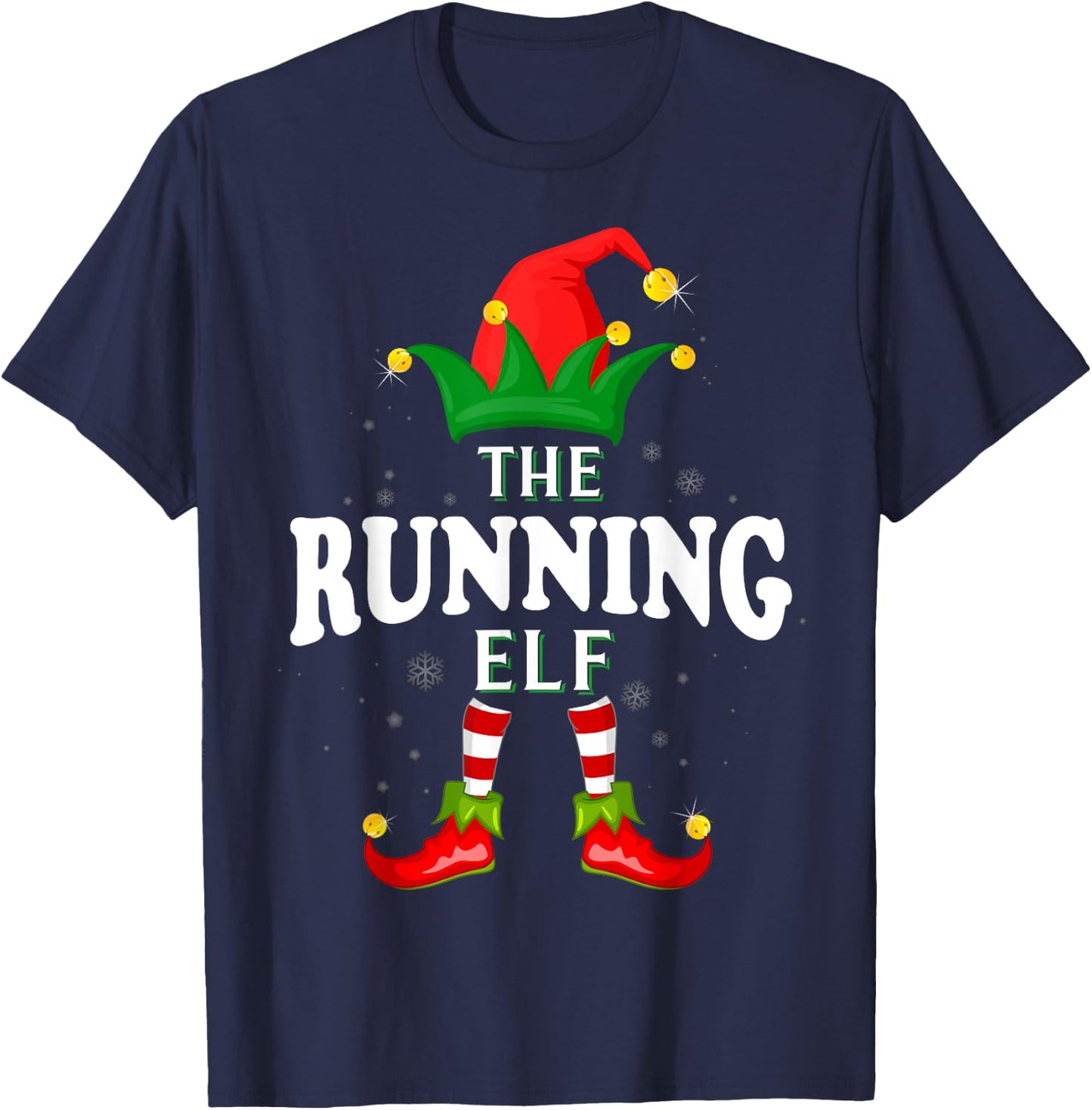 Xmas Running Elf Family Matching Christmas Pajama T-Shirt - T-Shirt | Navy
