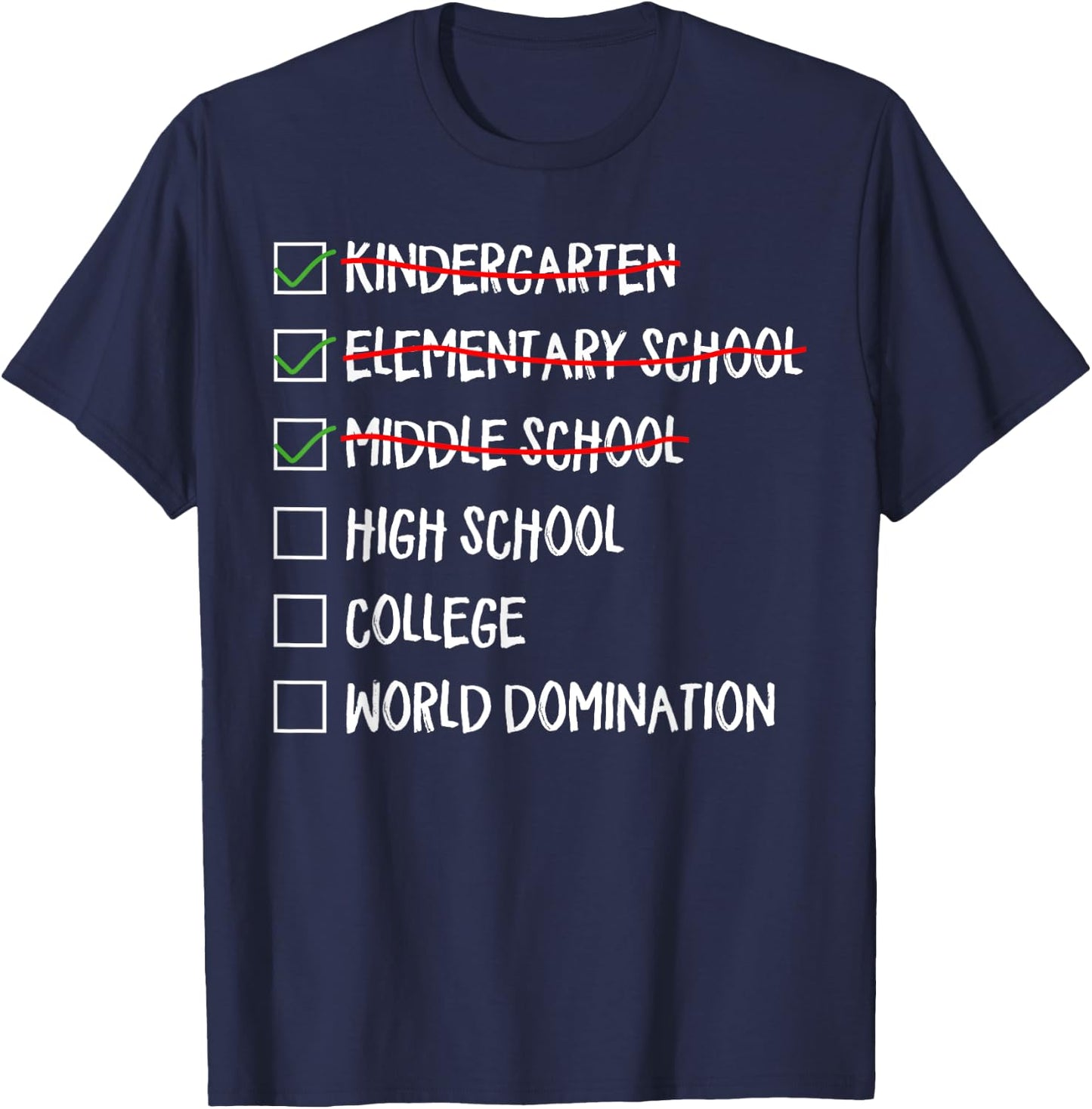 Kindergarten Elementary School Middle School 2025 Graduation T-Shirt - T-Shirt | Navy