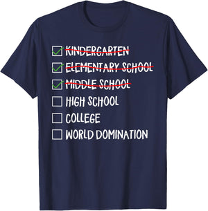 Kindergarten Elementary School Middle School 2025 Graduation T-Shirt - T-Shirt | Navy