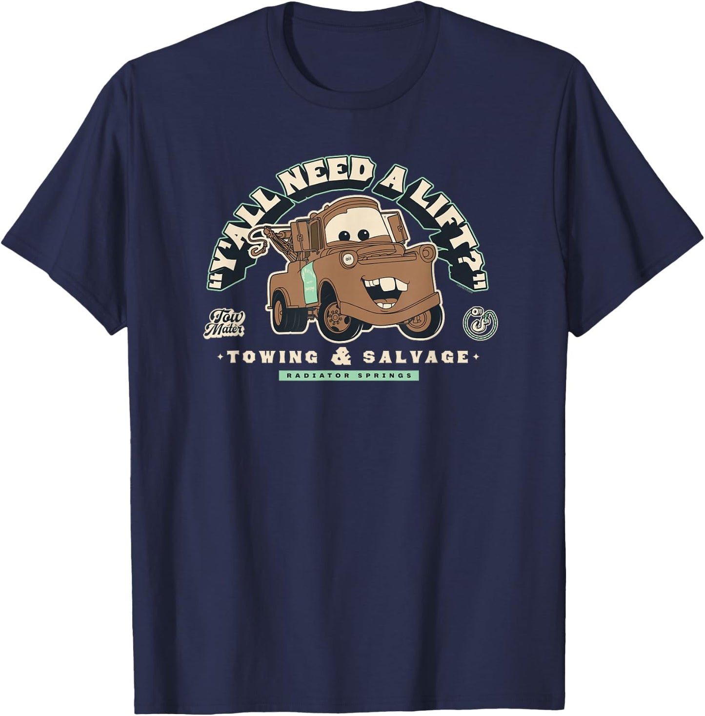Disney and Pixar’s Cars Tow Mater Towing Y’all Need a Lift? T-Shirt - T-Shirt | Navy