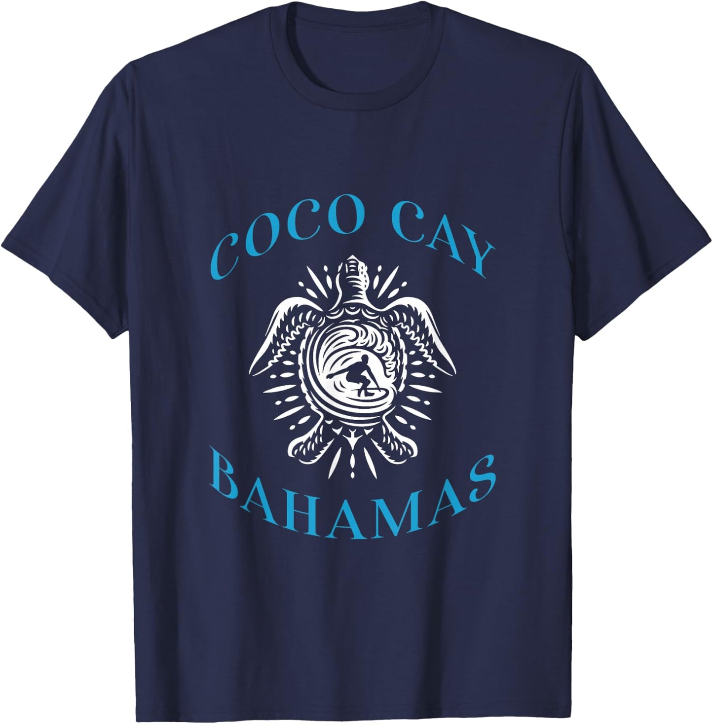 Coco Cay Bahamas Sea Turtle Surfing Vacation Souvenir T-Shirt - T-Shirt | Navy
