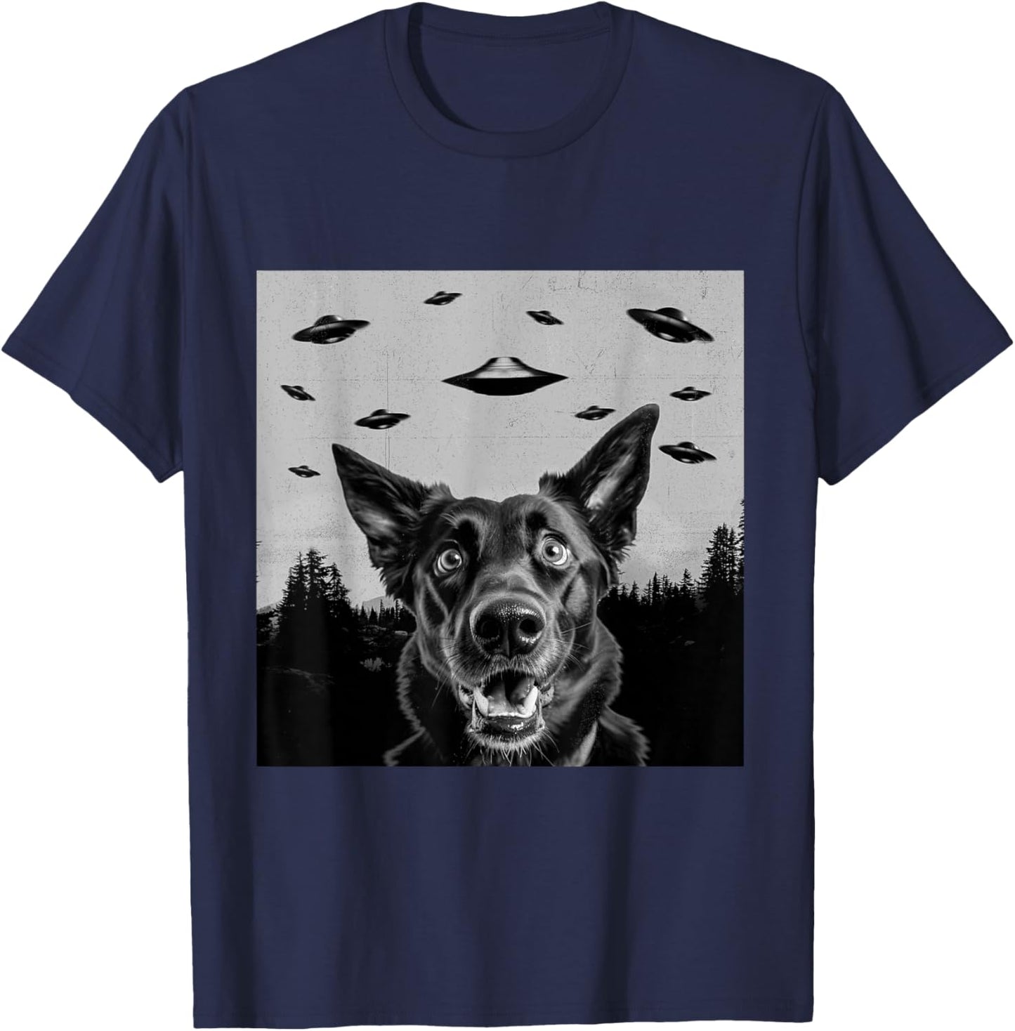 Alien UFO Funny Dutch Shepherd Dog Lover Men Women Kids T-Shirt - T-Shirt | Navy