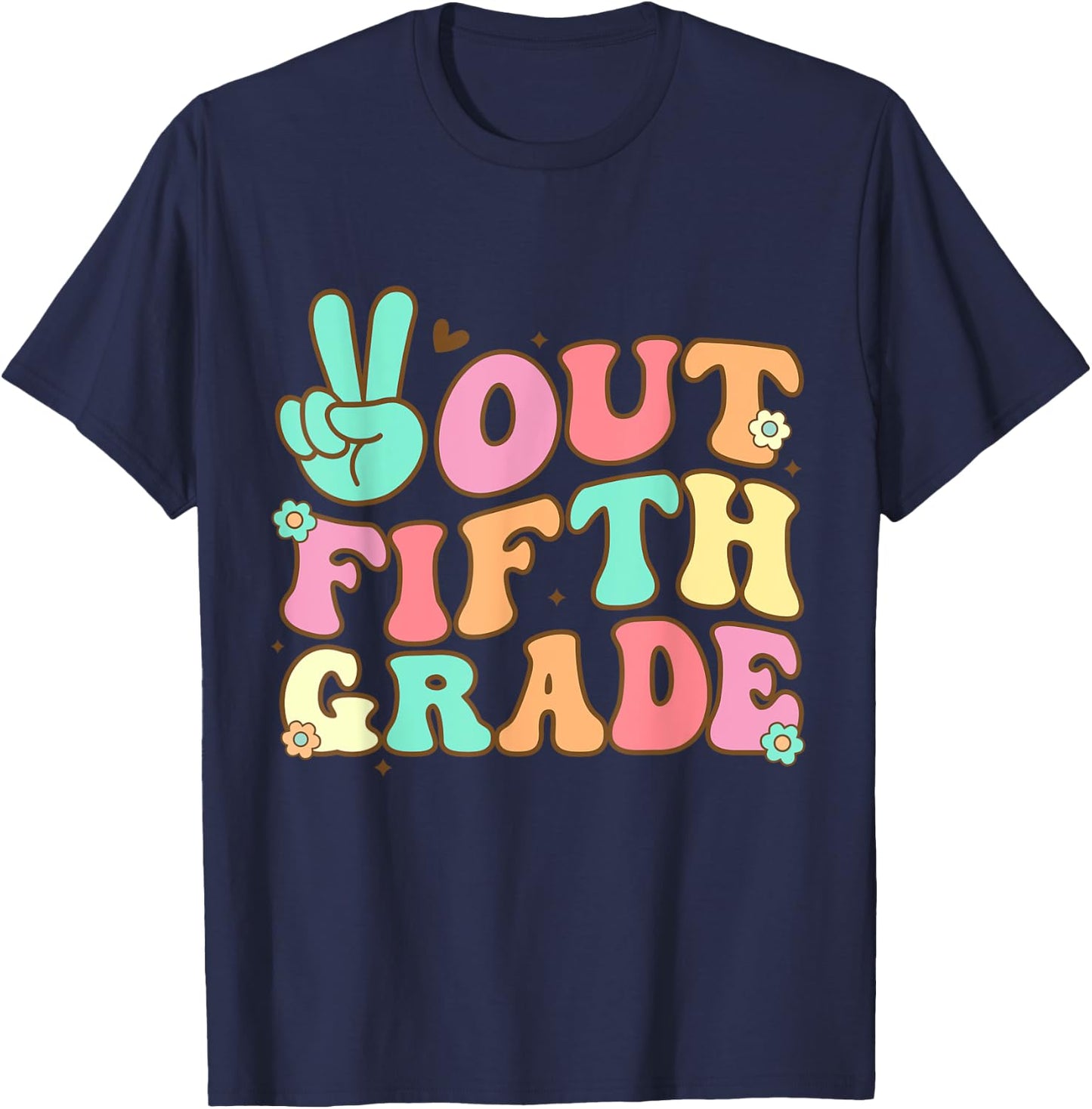 Peace Out Fifth 5th Grade Last Day School Graduation T-Shirt - T-Shirt | Navy