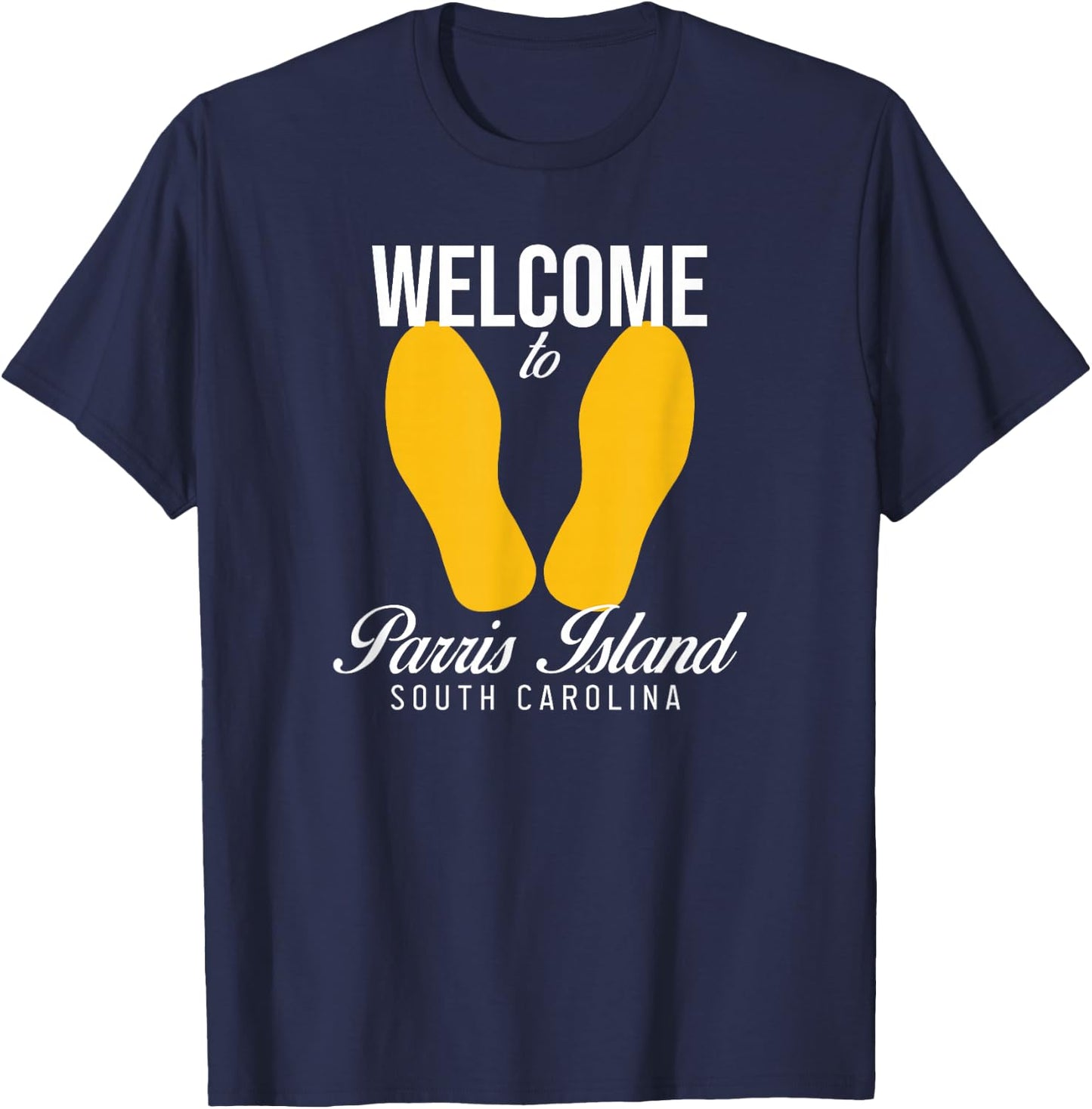 Parris Island SFMF Yellow Foot Prints T-Shirt - T-Shirt | Navy