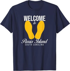 Parris Island SFMF Yellow Foot Prints T-Shirt - T-Shirt | Navy