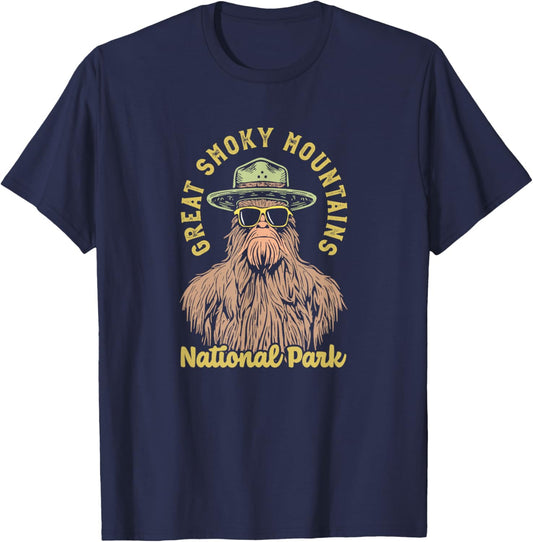 Great Smoky Mountains National Park Sasquatch Ranger Funny T-Shirt - T-Shirt | Navy