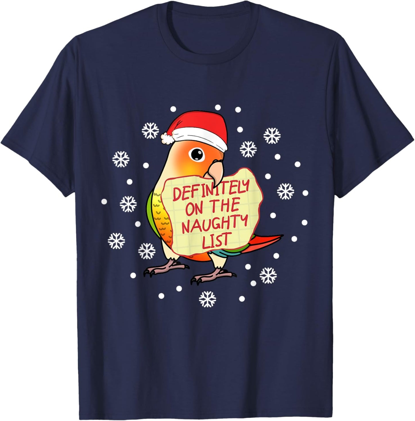 Naughty List Parrot | Green Cheek Pineapple Conure T-Shirt - T-Shirt | Navy