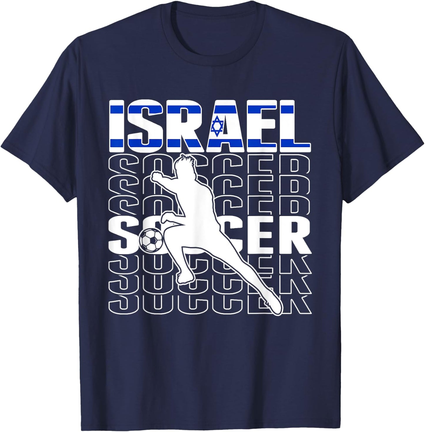Israel Soccer Fans Jersey - Israeli Flag Football Lovers T-Shirt - T-Shirt | Navy