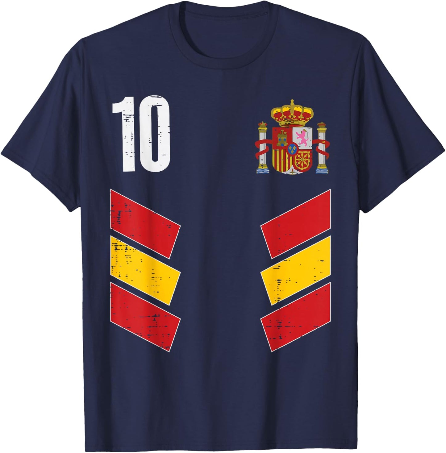 Spain Flag Number 10 Spanish Soccer Men Women Kids Boys Girl T-Shirt - T-Shirt | Navy
