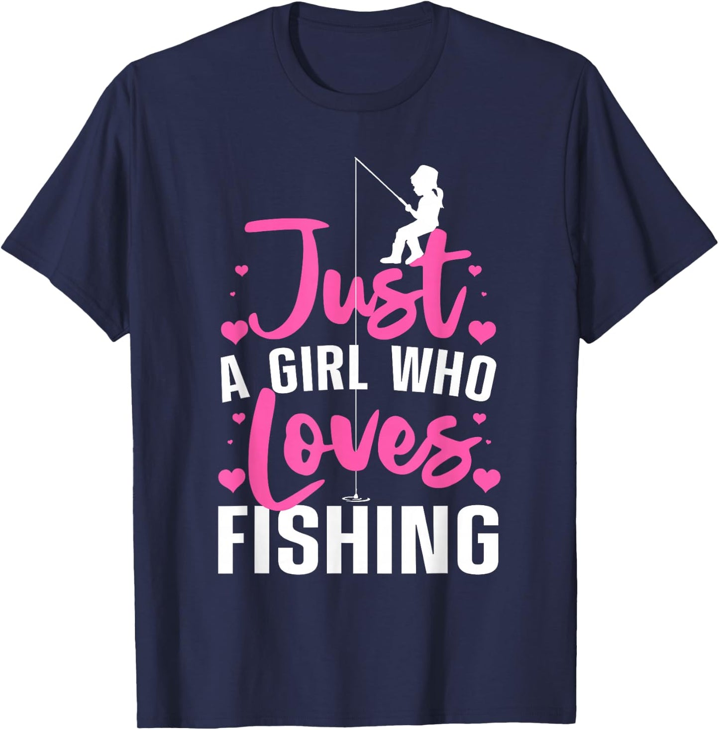 Cute Fishing Girls Kids Fisher Fisherman Bass Fish T-Shirt - T-Shirt | Navy