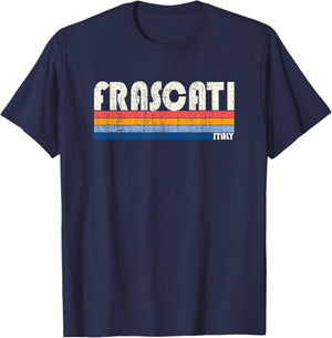 Frascati, Italy Retro 70s 80s Style T-Shirt - T-Shirt | Navy