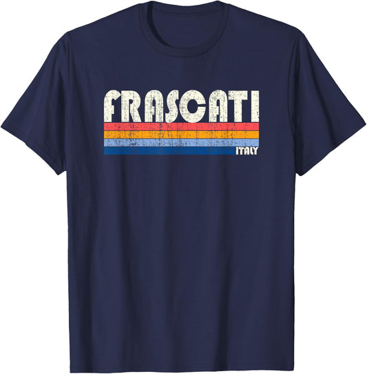 Frascati, Italy Retro 70s 80s Style T-Shirt - T-Shirt | Navy