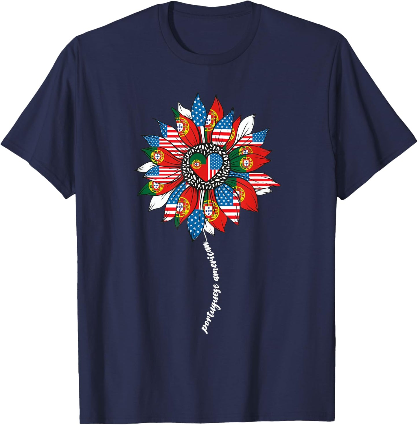 Half Portuguese And American America Portugal Usa Flag Women T-Shirt - T-Shirt | Navy
