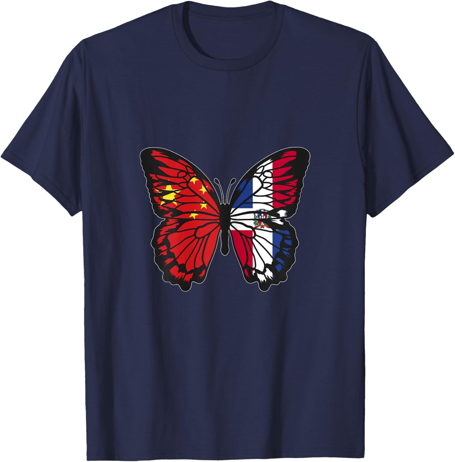 China and Dominican Mix Butterfly Half Chinese Dominicana T-Shirt - T-Shirt | Navy