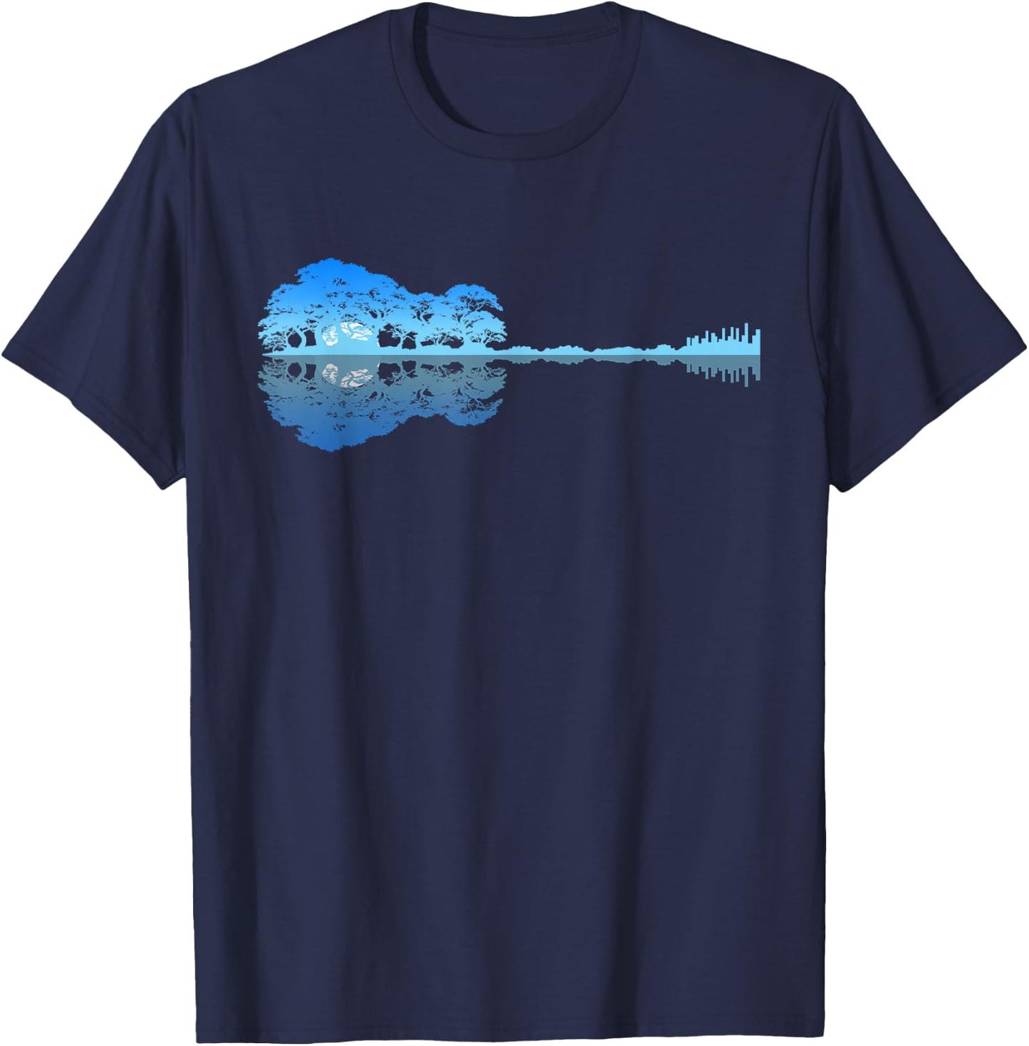 Guitar Shadow Lake Love Guitar Musician Guitarist Music T-Shirt - T-Shirt | Navy