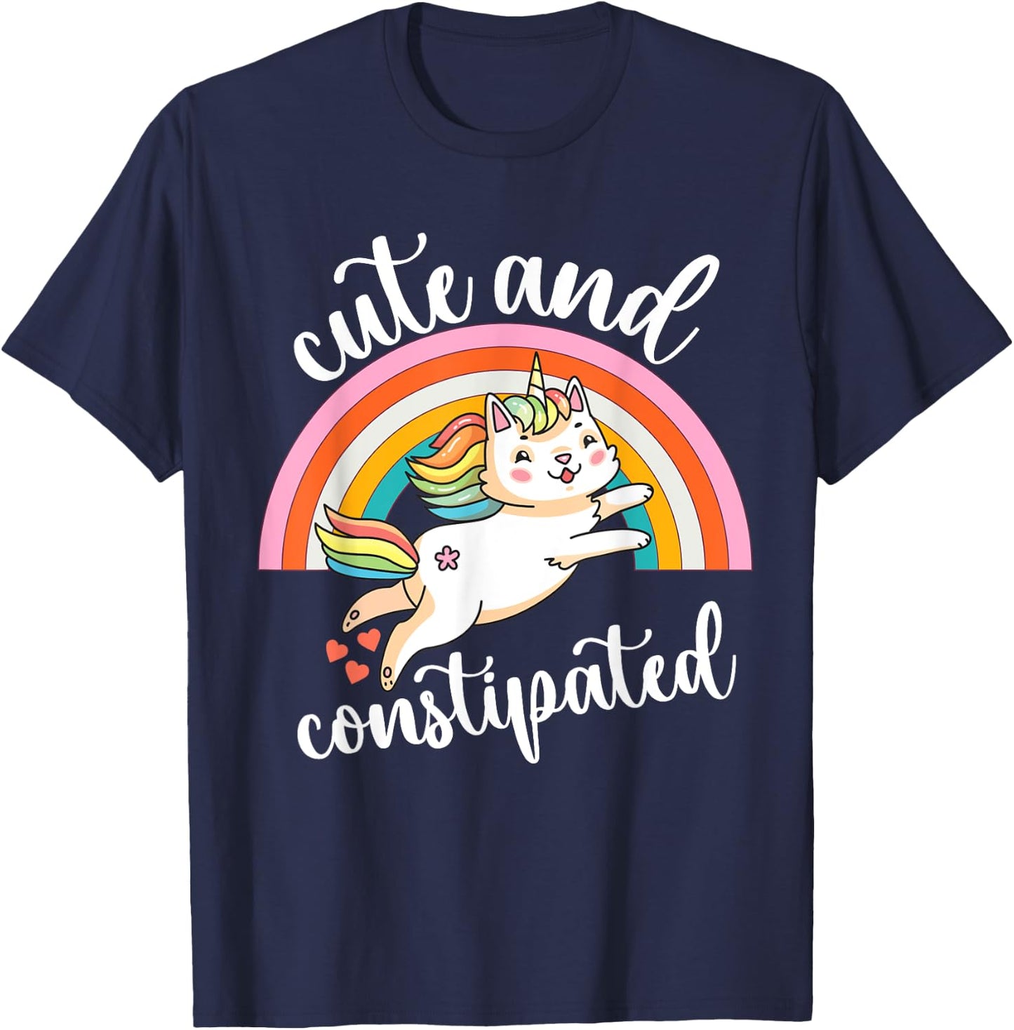 Funny Constipation IBS-C Tummy Cute Constipated Unicorn Cat Women T-Shirt - T-Shirt | Navy