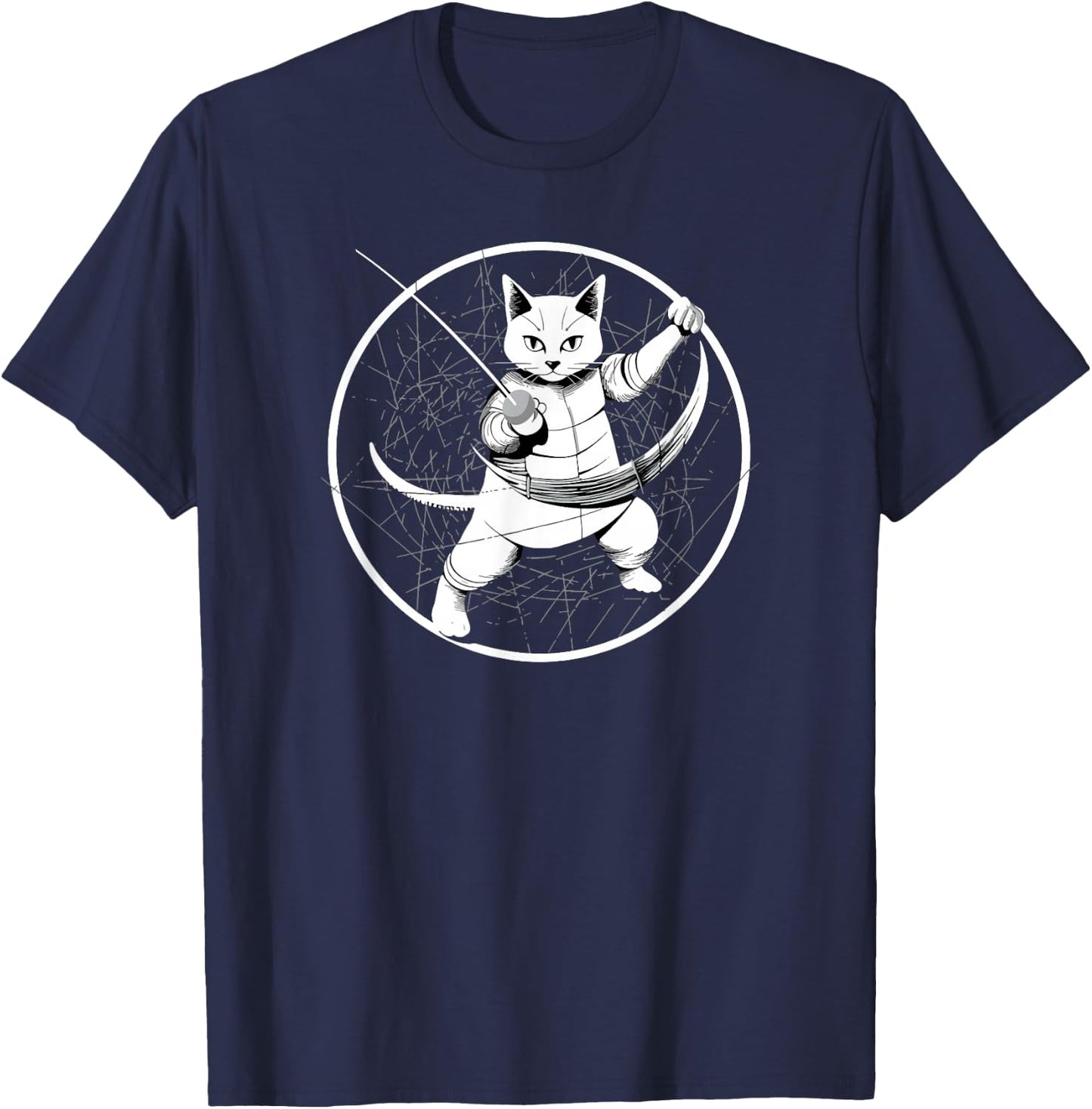 Fencing Game gamer fencer sport fencing Cat T-Shirt - T-Shirt | Navy