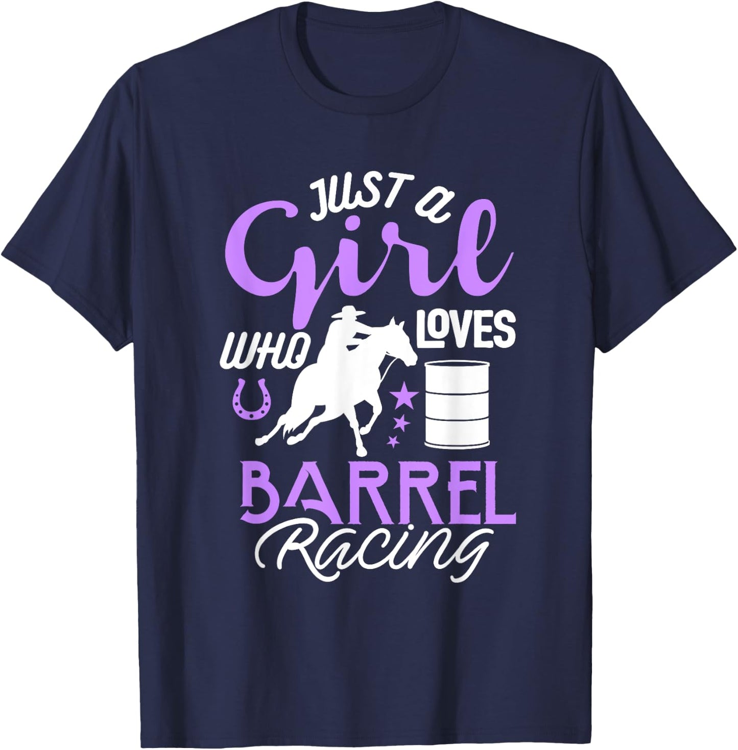 Barrel Racer Girl Shirt Just Girl Loves Barrel Racing Kids T-Shirt - T-Shirt | Navy