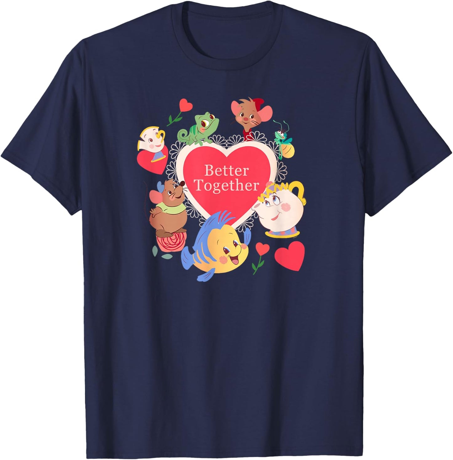 Disney Princess Valentine’s Day Love Heart Better Together T-Shirt - T-Shirt | Navy