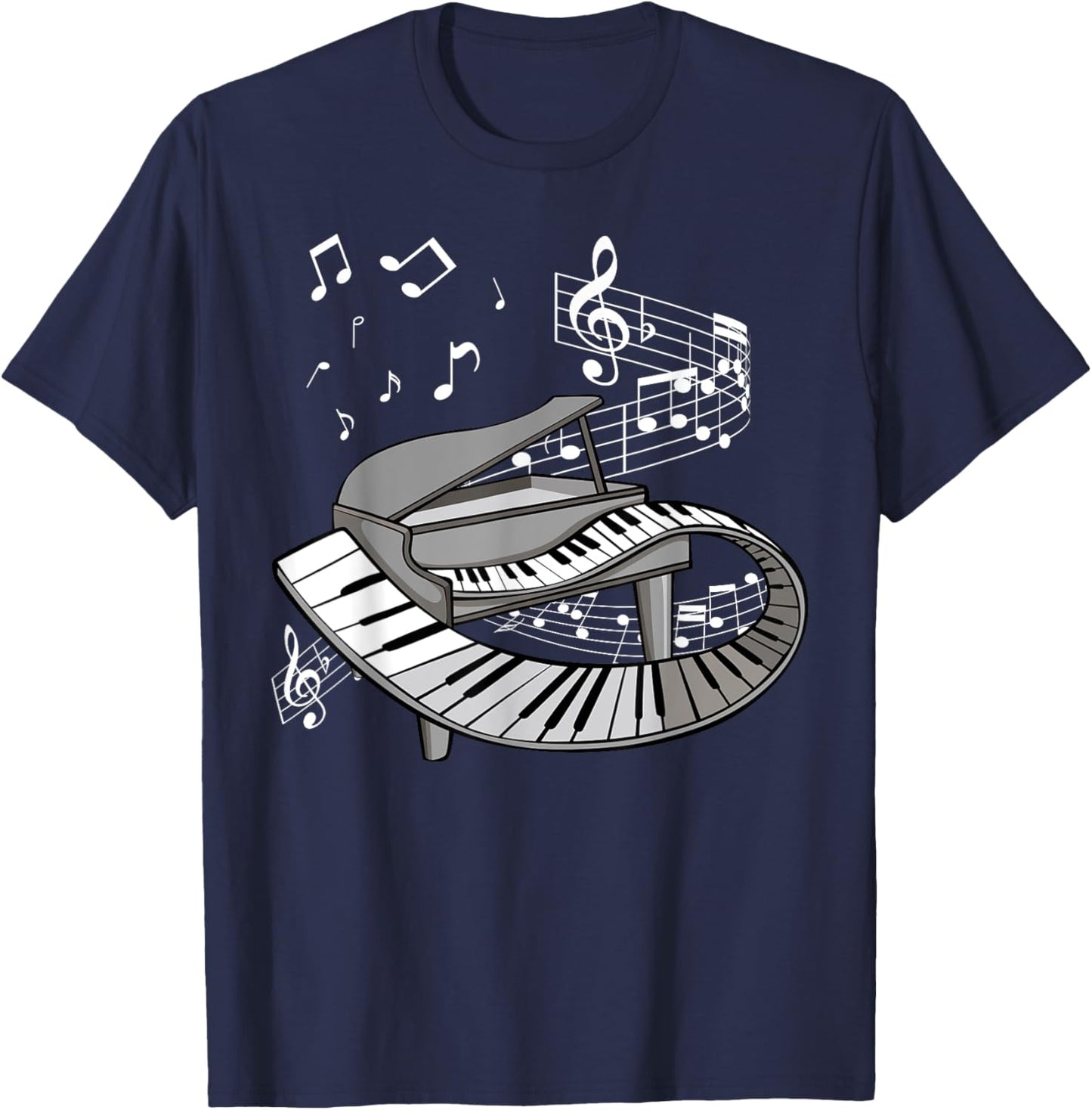 Piano Player Music Notes Musician Pianist Concert Festival T-Shirt - T-Shirt | Navy