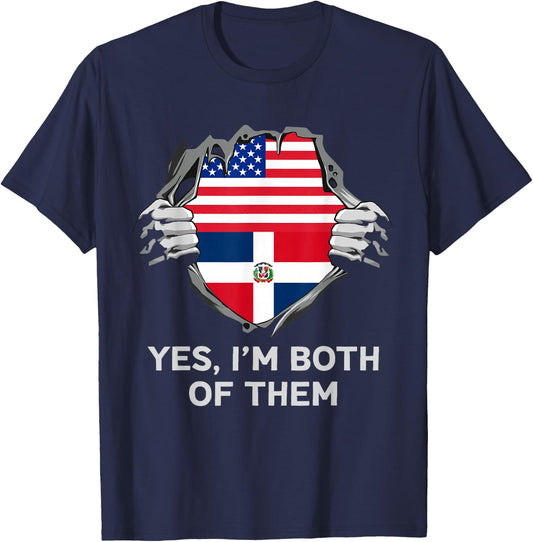 Half American Half Dominican USA Dominican Republic Flag T-Shirt - T-Shirt | Navy