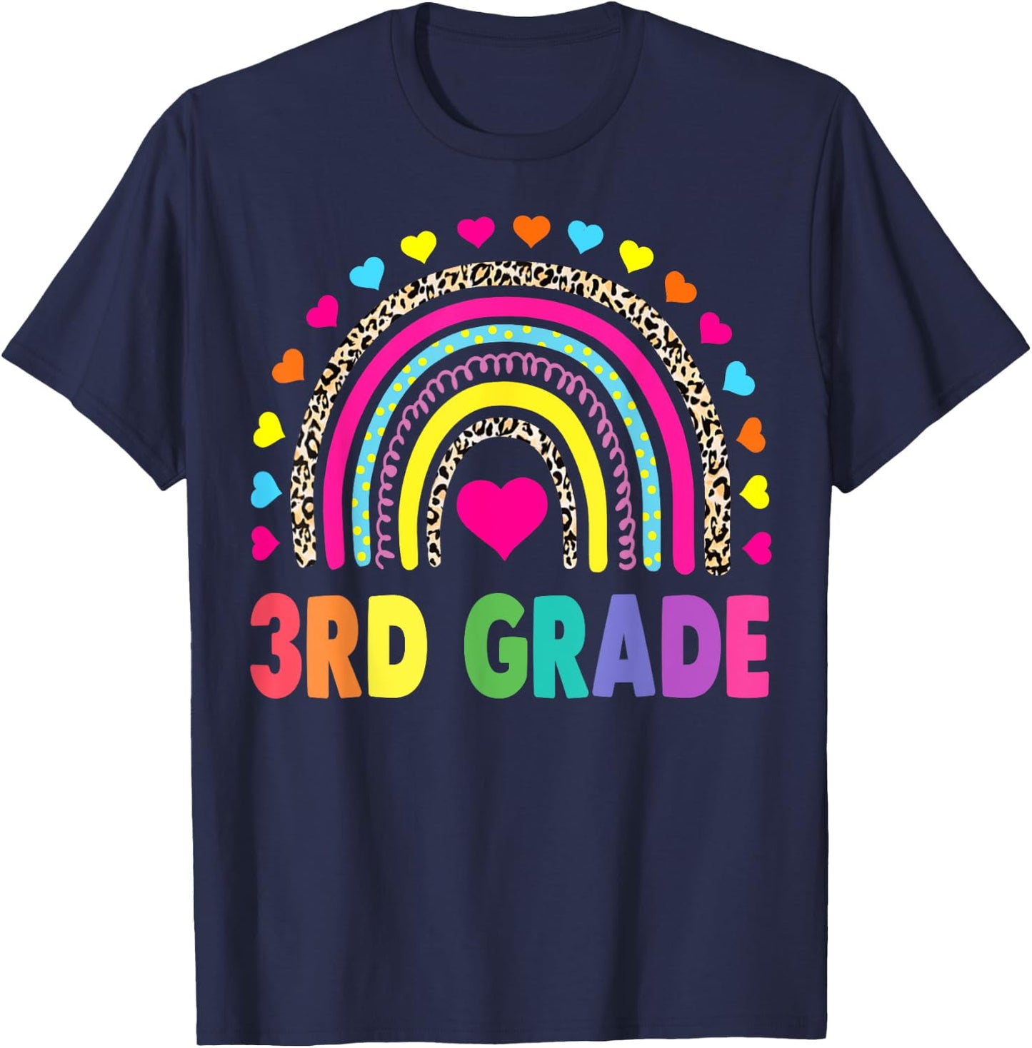Third Grade Rainbow Girls Boys Teacher Team 3rd Grade Squad T-Shirt - T-Shirt | Navy