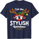Christmas PJS Stylish XMas Reindeer Matching T-Shirt - T-Shirt | Navy