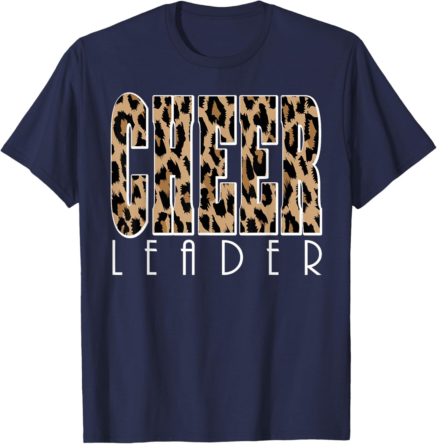 Cheerleader Leopard Shirt Cheerleading Cheerleader Gifts T-Shirt - T-Shirt | Navy