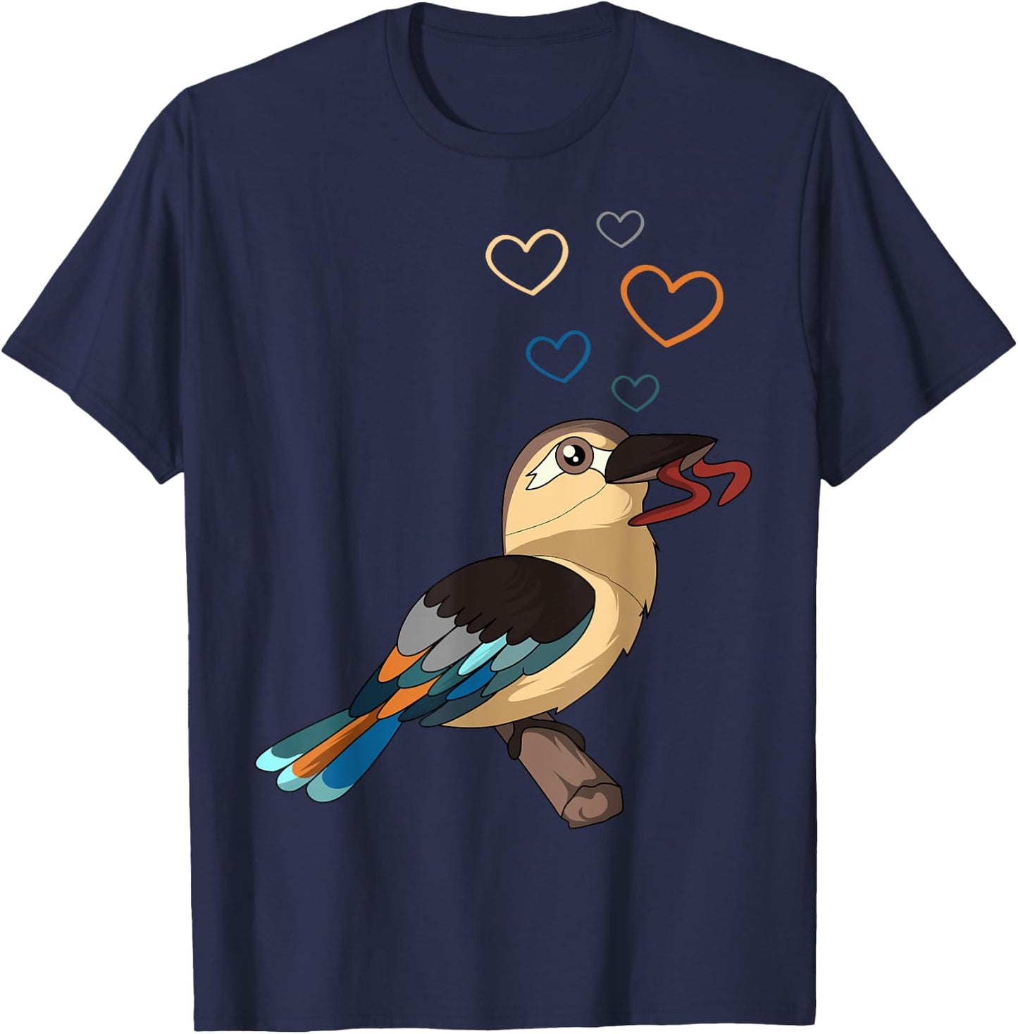 Kookaburra Heart Kingfisher Birdwatcher Ornithologist T-Shirt - T-Shirt | Navy