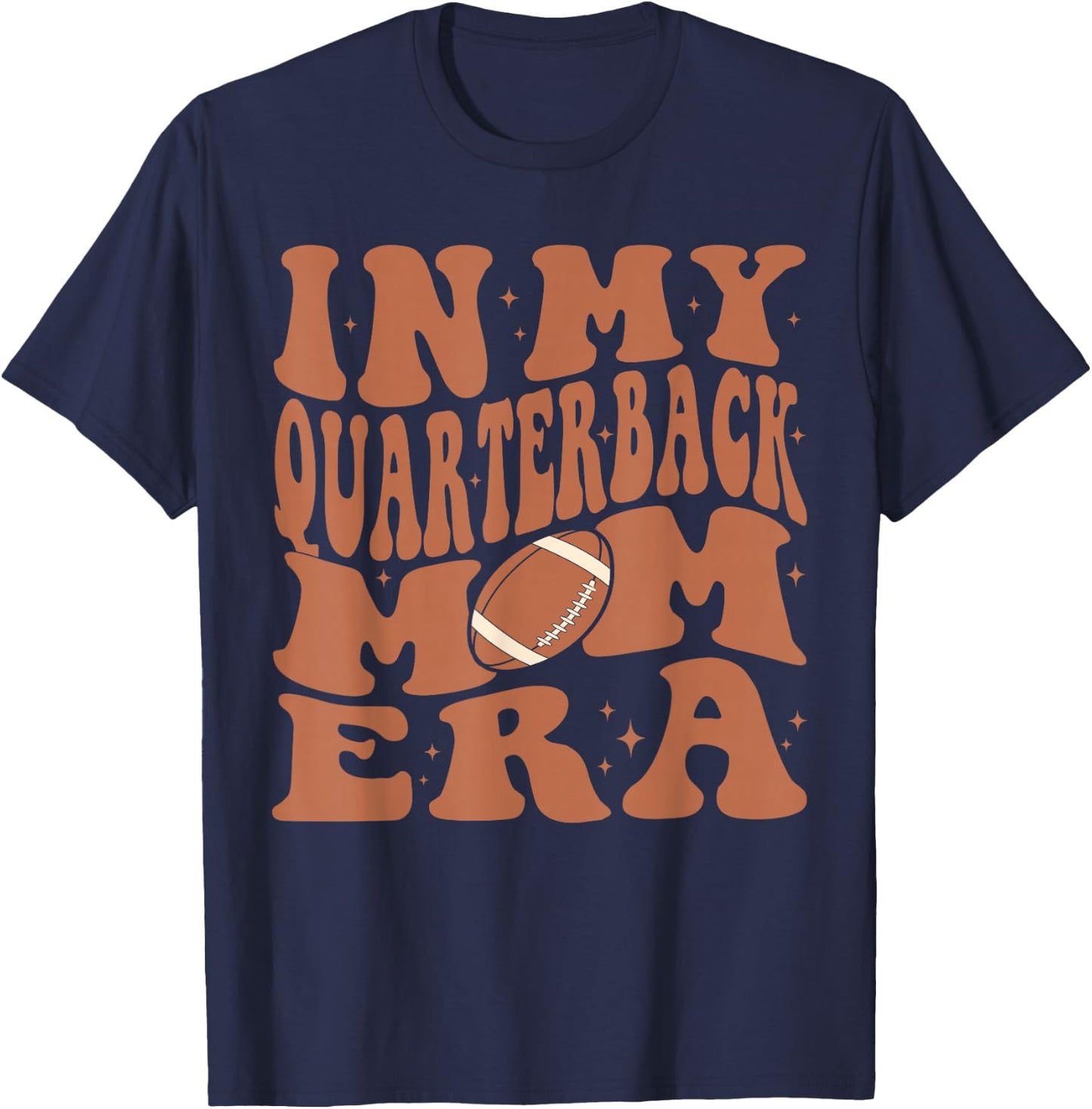 In My Quarterback Mom Football Era Groovy QB Mama Christmas T-Shirt - T-Shirt | Navy