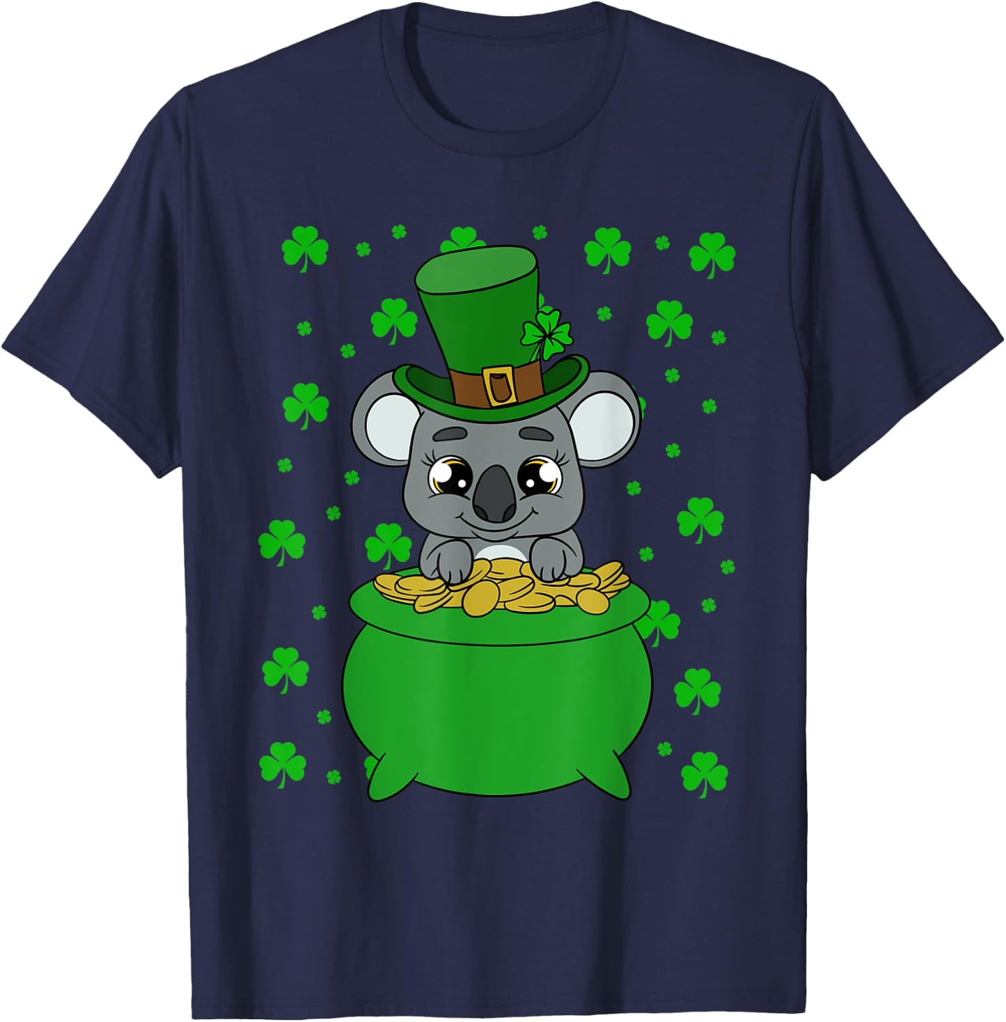 Cute Koala Shamrocks Saint Patrick's Day T-Shirt - T-Shirt | Navy