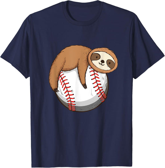 Sloth Baseball Player - Catcher Pitcher Animal Nature Lover T-Shirt - T-Shirt | Navy