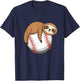 Sloth Baseball Player - Catcher Pitcher Animal Nature Lover T-Shirt - T-Shirt | Navy