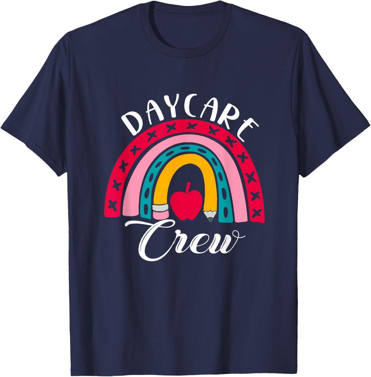 Daycare Crew Child Care Worker Provider Rainbow T-Shirt - T-Shirt | Navy