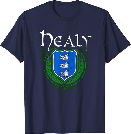 Healy Surname Irish Clan Tartan Badge Ireland T-Shirt - T-Shirt | Navy
