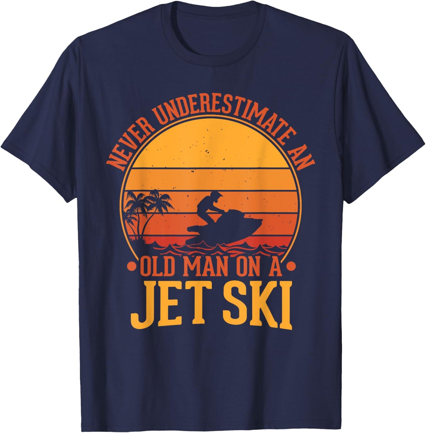 Vintage Water Jet Ski Fun Beach , Retro Jet Ski T-Shirt - T-Shirt | Navy