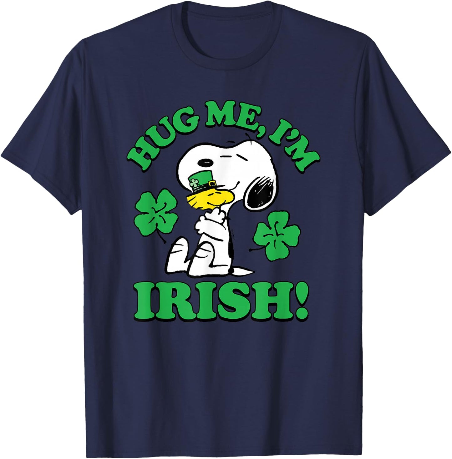 Peanuts - Snoopy Woodstock Hug Me Irish T-Shirt - T-Shirt | Navy