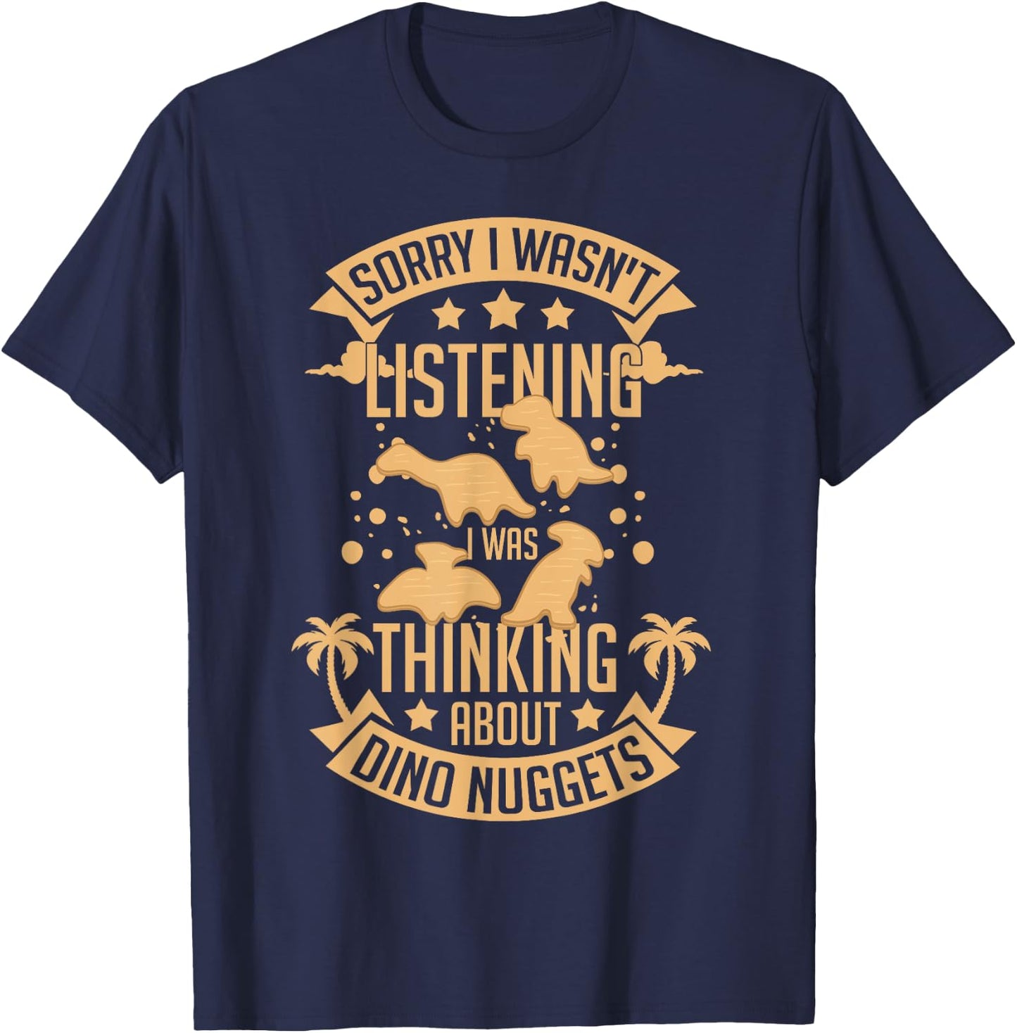 Dino Chicken Nugget Dinosaur Nugs Veggie Funny T-Shirt - T-Shirt | Navy