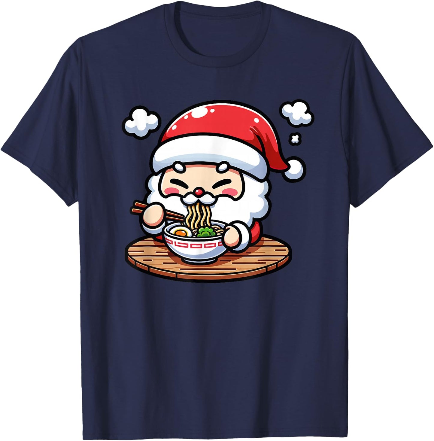 Cute Santa's Christmas Ramen Japanese Xmas Anime Noodles T-Shirt - T-Shirt | Navy