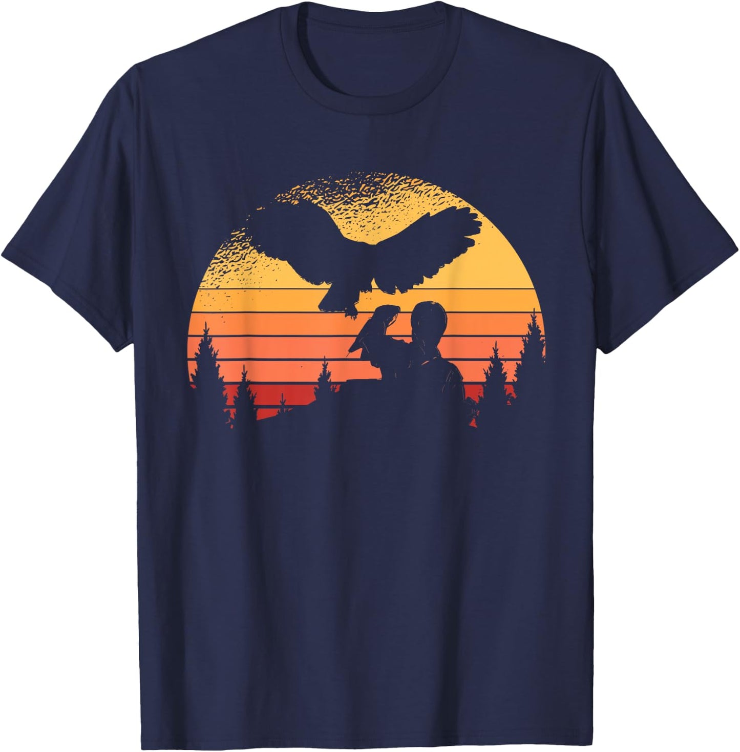 Funny Falconer Peregrine Falcon Flying Vintage Bird Falconry T-Shirt - T-Shirt | Navy